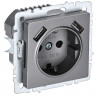 Розетка с заземлением с защитными шторками 16А с USB A+A 5В 3,1А IEK Brite РЮш10-2-БрС сталь