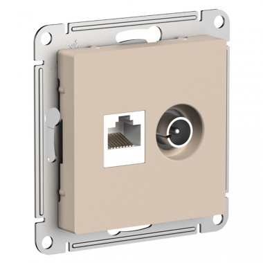 Розетка TV+RJ-45 Systeme Electric AtlasDesign кат. 5E, песочный — Multielectrika