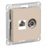 Розетка TV+RJ-45 Systeme Electric AtlasDesign кат. 5E, песочный