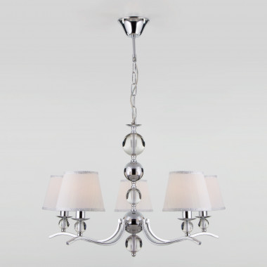 Подвесная люстра с тканевыми абажурами 60097/5 хром — Multielectrika