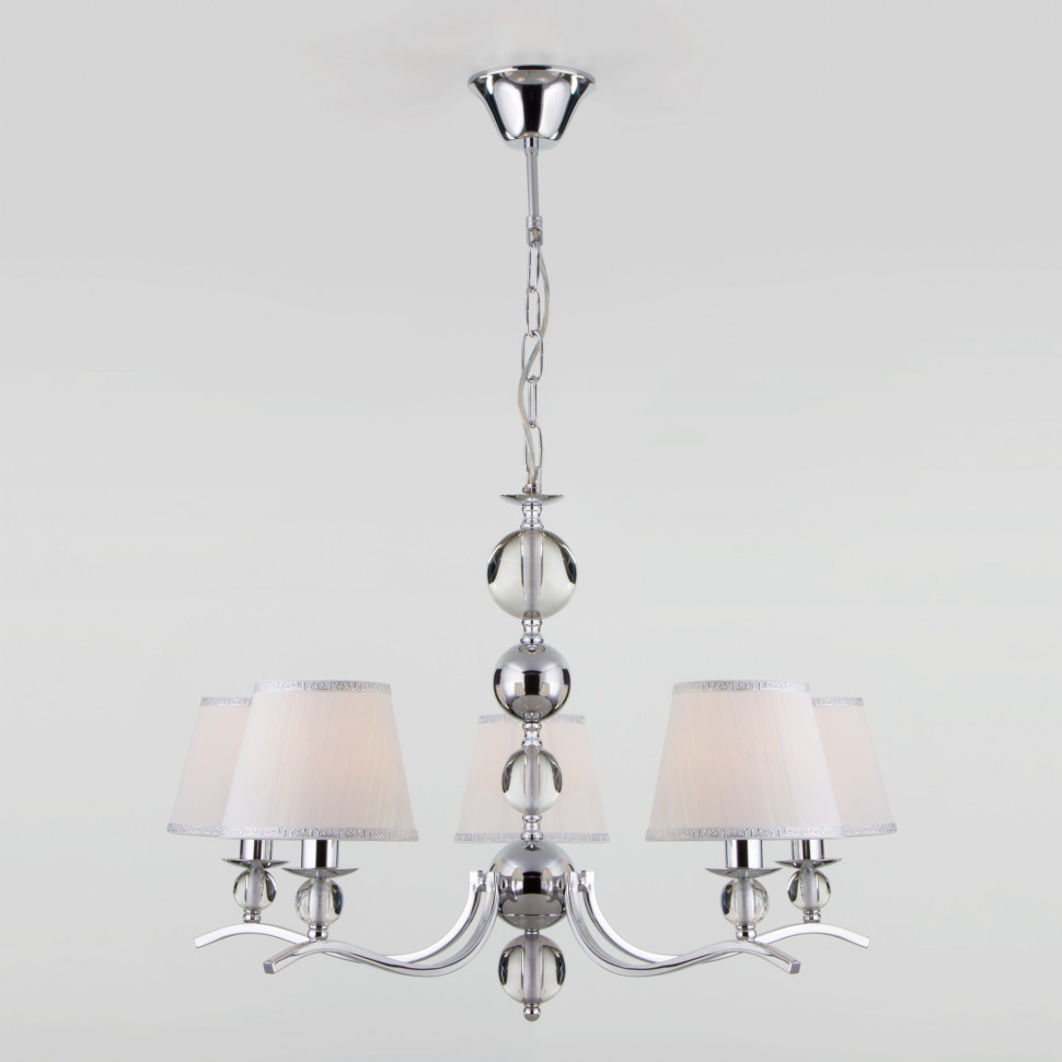 Подвесная люстра с тканевыми абажурами 60097/5 хром фото 1 — Multielectrika