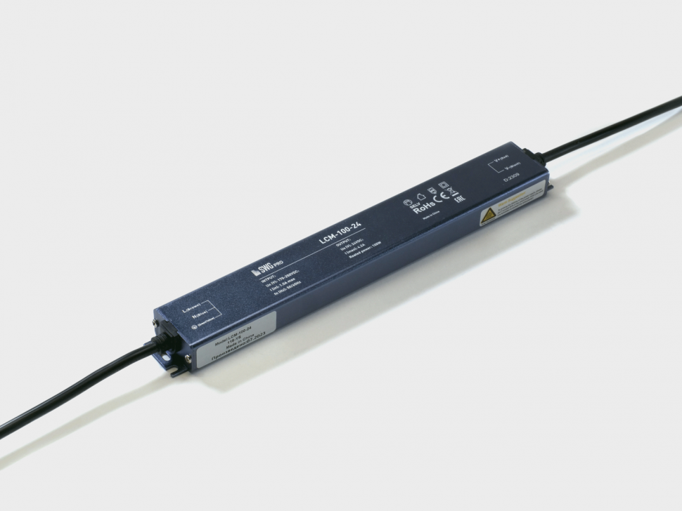 Блок питания сверхтонкий черный, 100Вт, 24В, IP67, LCM-100-24 фото 1 — Multielectrika