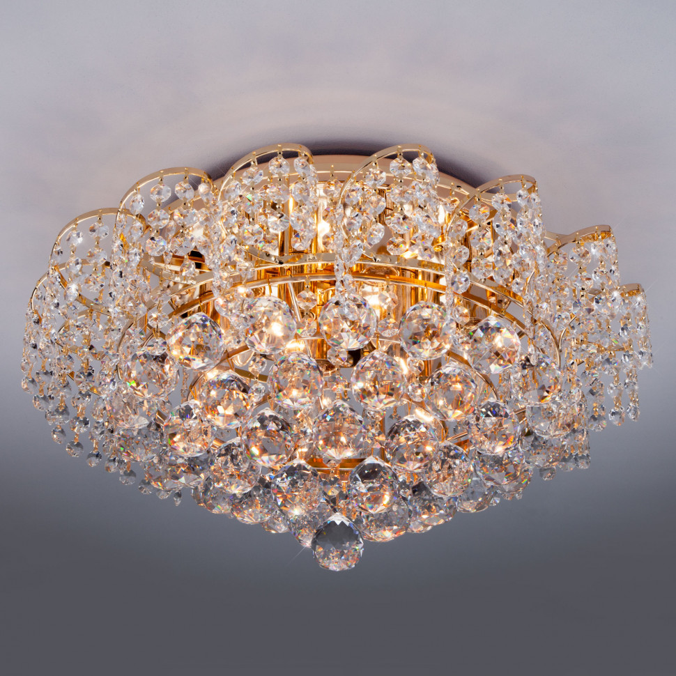 Потолочная люстра с хрусталем 16017/9 золото фото 1 — Multielectrika