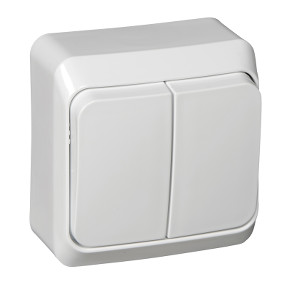 Выключатель двухклавишный 10АХ белый Schneider Electric Этюд BA10-002B — Multielectrika