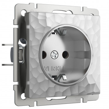 Розетка с заземлением и шторками (Hammaer серебряный) W1271106 &mdash; Multielectrika