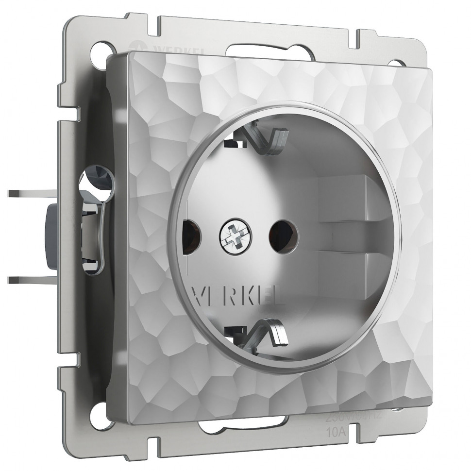 Розетка с заземлением и шторками (Hammaer серебряный) W1271106 фото 1 &mdash; Multielectrika