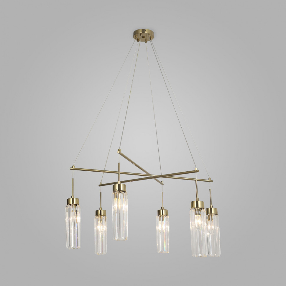Умная подвесная люстра с хрусталем 60163/6 латунь фото 1 &mdash; Multielectrika