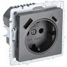 Розетка с заземлением с защитными шторками 16А с USB A+C 18Вт IEK Brite РЮш11-1-БрС сталь