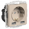 Розетка USB A+A Systeme Electric AtlasDesign 5В/2,4А, 2х5В/1,2А, 16А, песочный