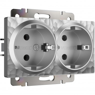 Розетка двойная с заземлением (Hammaer серебряный) W1272006 — Multielectrika