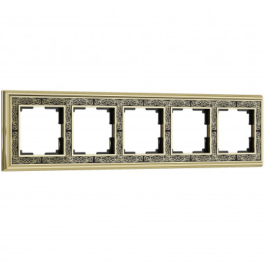 Рамка на 5 постов (золото/черный) WL77-Frame-05 — Multielectrika