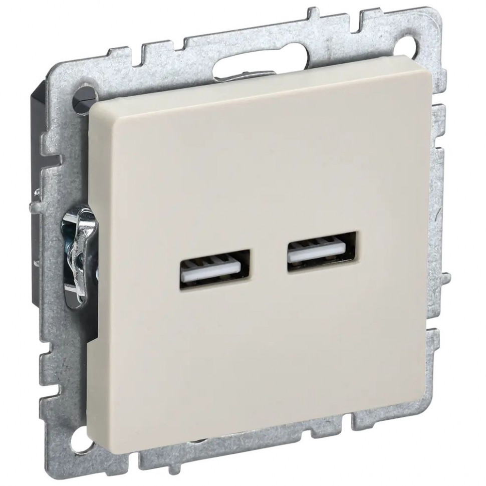 Розетка USB A+A 5В 3,1А IEK Brite РЮ10-1-БрКр бежевая фото 1 — Multielectrika