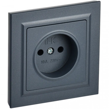 Розетка без заземления без защитных шторок 10А в сб. IEK Brite РСР10-1-0-БрМ маренго — Multielectrika