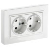Розетка двойная с заземлением с защитными шторками 16А в сборе IEK Brite РСш12-3-БрБ белый фото 1 — Multielectrika