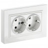 Розетка двойная с заземлением с защитными шторками 16А в сборе IEK Brite РСш12-3-БрБ белый