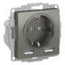 Розетка силовая+USB Schneider Electric Atlas Design сталь