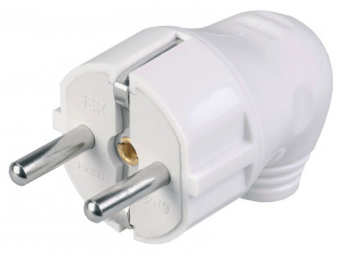 Вилка разборная IEK ВПу11-01-Ст угловая с з/к 16А белая — Multielectrika