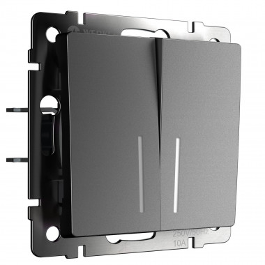 Выключатель двухклавишный с подсветкой (графит матовый) W1120164 — Multielectrika