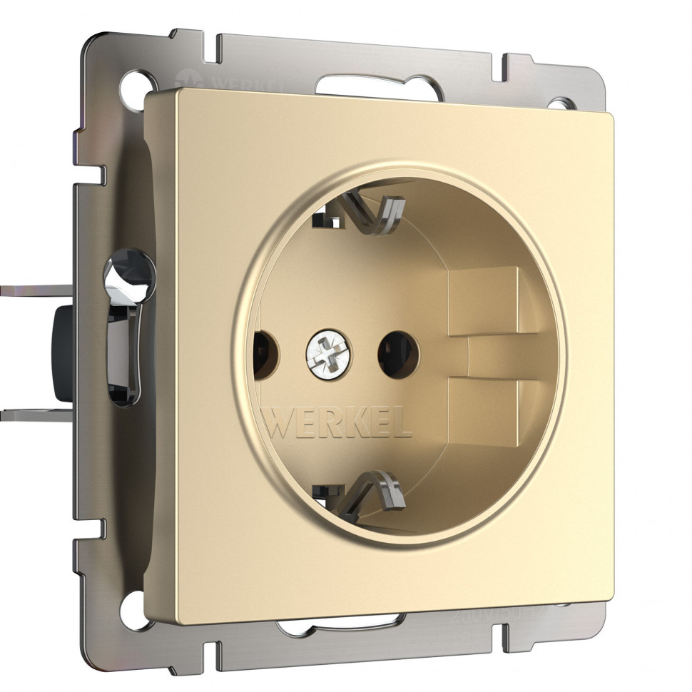 Розетка с заземлением и шторками (шампань) W1171111 фото 1 &mdash; Multielectrika