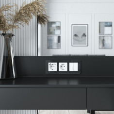 Выключатель двухклавишный с подсветкой (белый акрил) W1120141 &mdash; Multielectrika