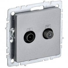 Розетка двойная TV+SAT IEK Brite РТВ/РСп12-БрА алюминий &mdash; Multielectrika