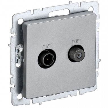 Розетка двойная TV+SAT IEK Brite РТВ/РСп12-БрА алюминий — Multielectrika