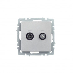 Розетка двойная TV+SAT IEK Brite РТВ/РСп12-БрА алюминий &mdash; Multielectrika