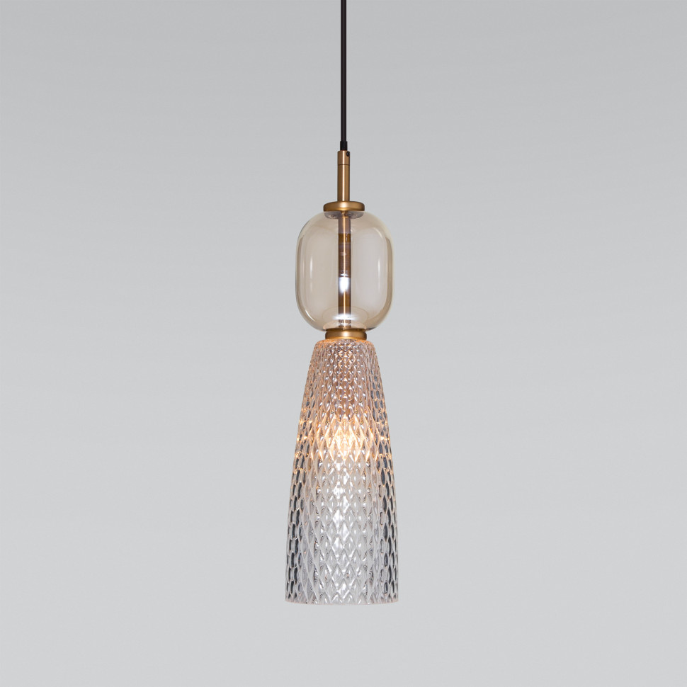 Подвесной светильник со стеклянным плафоном 50211/1 янтарный фото 1 — Multielectrika