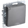 Розетка с заземлением с защитными шторками и крышкой 16А IP20 IEK Brite РСбш10-3-БрС сталь
