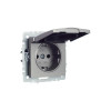 Розетка с заземлением с защитными шторками и крышкой 16А IP20 IEK Brite РСбш10-3-БрС сталь фото 2 — Multielectrika