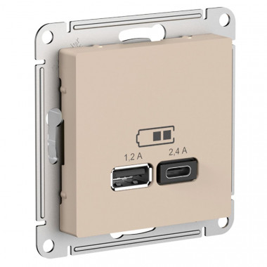Розетка USB A+С Systeme Electric AtlasDesign 5В/2,4А, 2х5В/1,2А, песочный — Multielectrika