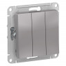 Выключатель трехклавишный Schneider Electric Atlas Design алюминий