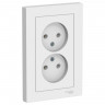 Розетка двойная Schneider Electric Atlas Design со шторками, без заземления, в сборе, белая