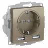Розетка силовая+USB Schneider Electric Atlas Design шампань