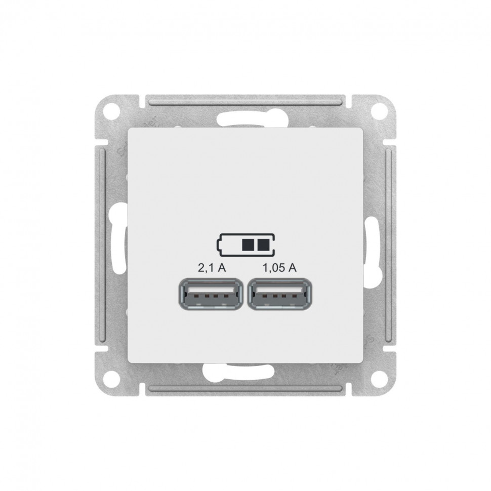 Зарядное устройство USB Systeme Electric AtlasDesign 5В/2,1 А, 2х5В/1,05 А, лотос фото 1 — Multielectrika