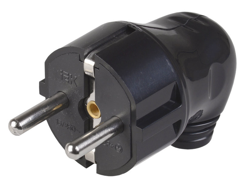 Вилка разборная IEK ВПу11-02-Ст угловая с з/к 16А черная фото 1 — Multielectrika