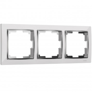 Рамка из поликарбоната на 3 поста Snabb белый/хром W0031901 &mdash; Multielectrika