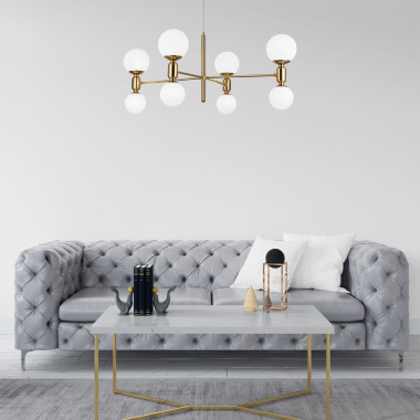 Умная подвесная люстра с плафонами 30182/8 латунь — Multielectrika