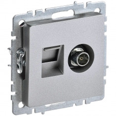 Розетка двойная TV+RJ45 кат.5E IEK Brite РТВ/РК12-БрА алюминий &mdash; Multielectrika