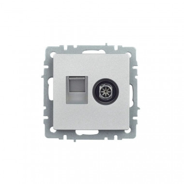 Розетка двойная TV+RJ45 кат.5E IEK Brite РТВ/РК12-БрА алюминий — Multielectrika