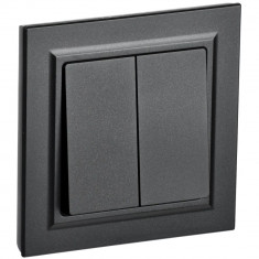 Выключатель двухклавишный 10А в сборе IEK Brite ВСР10-2-0-БрЧ черный &mdash; Multielectrika