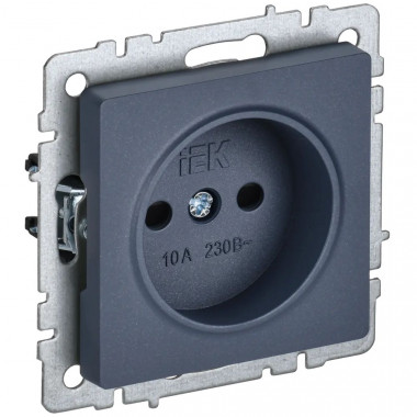 Розетка без заземления с защитными шторками 10А IEK Brite РСш10-2-БрМ маренго — Multielectrika