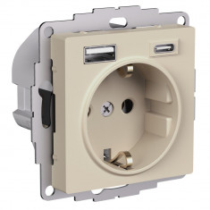 Розетка USB A+С Systeme Electric AtlasDesign 5В/2,4А, 2х5В/1,2А, 16А, песочный &mdash; Multielectrika