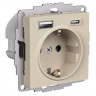 Розетка USB A+С Systeme Electric AtlasDesign 5В/2,4А, 2х5В/1,2А, 16А, песочный