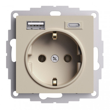 Розетка USB A+С Systeme Electric AtlasDesign 5В/2,4А, 2х5В/1,2А, 16А, песочный — Multielectrika