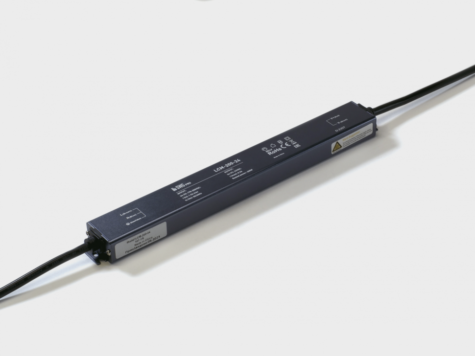 Блок питания сверхтонкий черный, 200Вт, 24В, IP67, LCM-200-24 фото 1 — Multielectrika