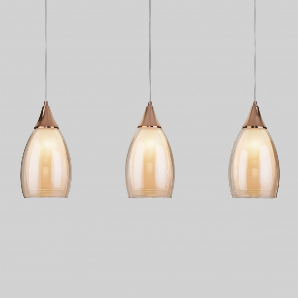 Подвесной светильник со стеклянными плафонами 50285/3 золото фото 1 — Multielectrika