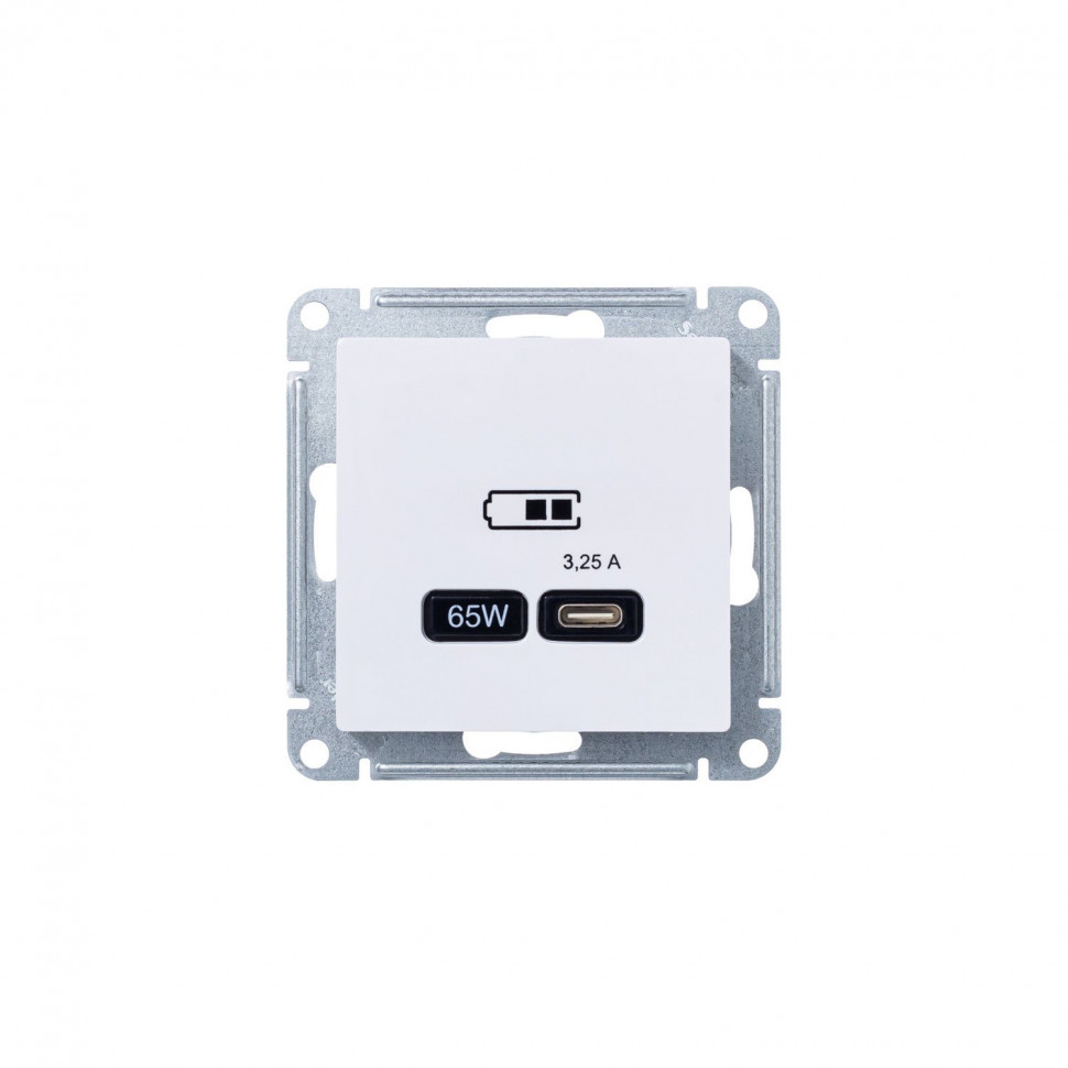 Зарядное устройство USB Type C Systeme Electric AtlasDesign 65Вт, высокоскор.заряд. QC, PD, лотос фото 1 — Multielectrika