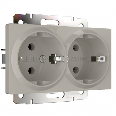 Розетка двойная с заземлением (дымчатый) W1272004 &mdash; Multielectrika