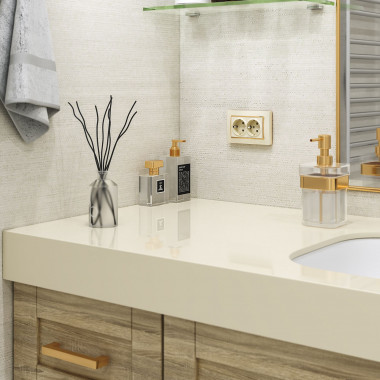 Рамка из поликарбоната для двойной розетки Snabb слоновая кость/золото W0081932 — Multielectrika